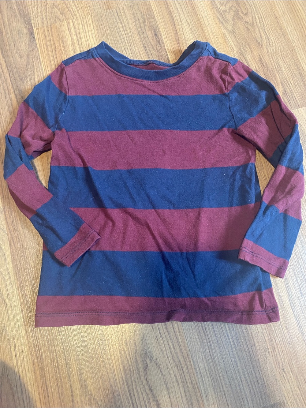 ✨8/$10. Old Navy. Long-Sleeve Striped Tee - Blue & Maroon. 5T